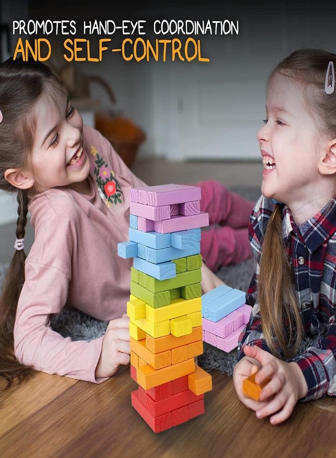 PLUSPOINT Wooden Stacking Blocks Balancing Tower Building Blocks Family Game Gift for Kids A Complete Game for All Ages (3-99) (Colorful Stacking Tower) - Image 5